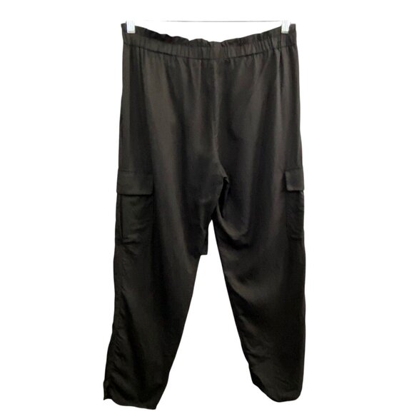 RAMY BROOKS Women Allyn Pants Satin Paperbag Elastic Tie Waist Sz M Black 3-50 - Picture 3 of 12